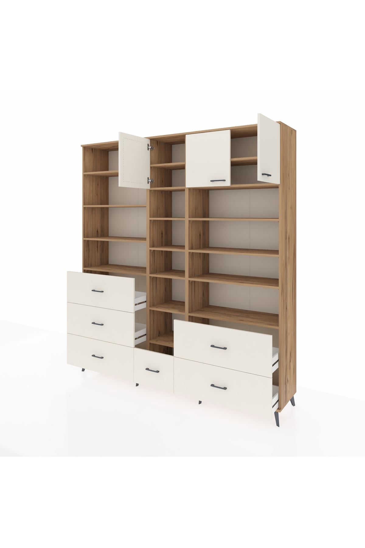 Hyperion Dolap 17 Raflı 6 Çekmeceli 3 Kapaklı 220x44x243 Çam-Aytaşı/Aytaşı