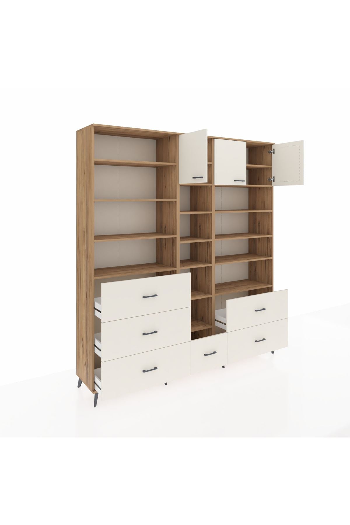 Hyperion Dolap 17 Raflı 6 Çekmeceli 3 Kapaklı 220x44x243 Çam-Aytaşı/Aytaşı