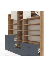 Hyperion Dolap 17 Raflı 6 Çekmeceli 3 Kapaklı 220x44x243 Çam-Aytaşı/Antrasit