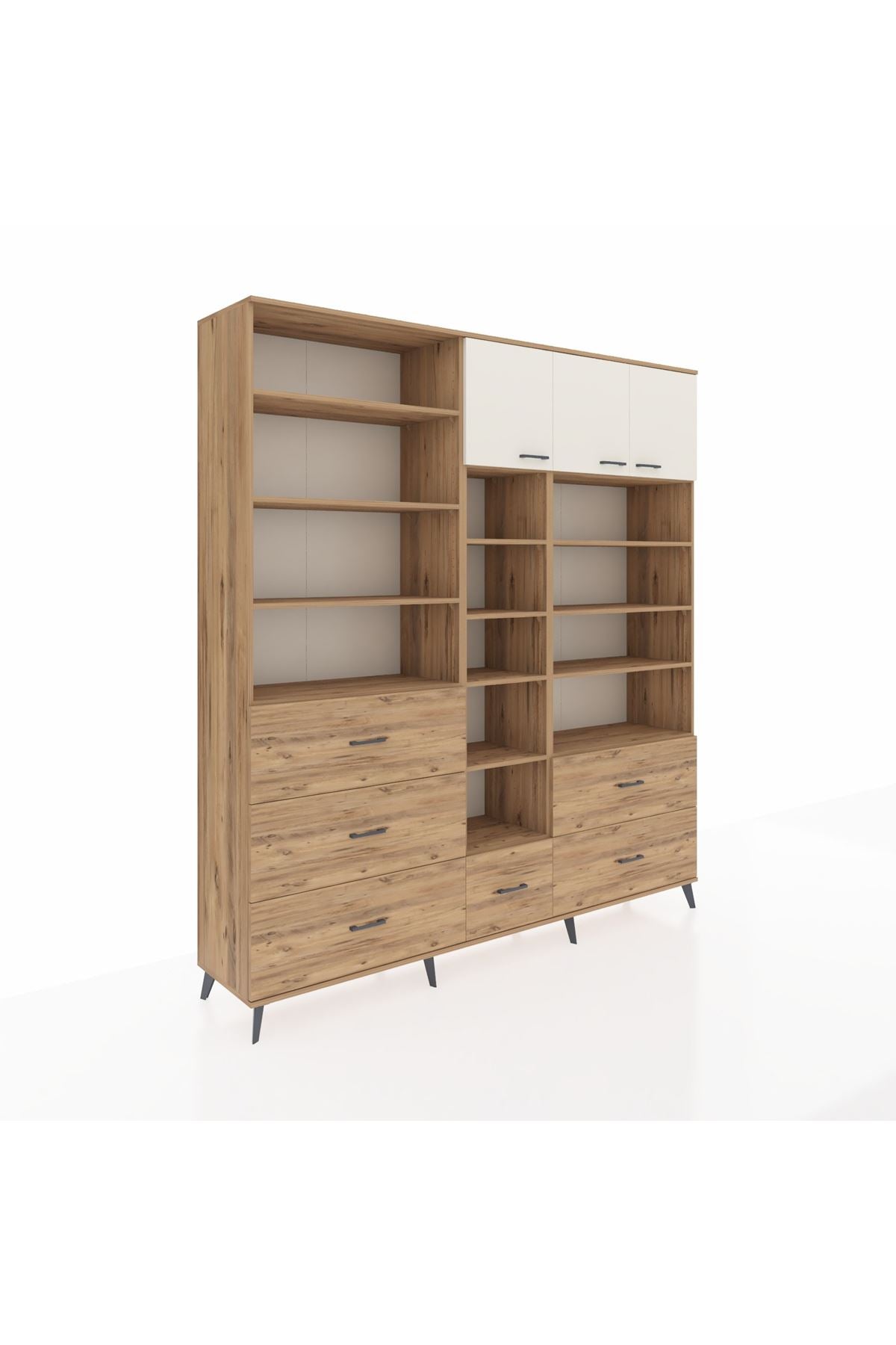 Hyperion Dolap 17 Raflı 6 Çekmeceli 3 Kapaklı 220x44x243 Çam-Aytaşı/Çam