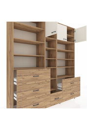 Hyperion Dolap 17 Raflı 6 Çekmeceli 3 Kapaklı 220x44x243 Çam-Aytaşı/Çam
