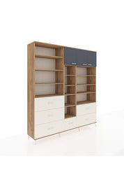 Hyperion Dolap 17 Raflı 6 Çekmeceli 3 Kapaklı 220x44x243 Çam-Antrasit/Aytaşı