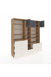 Hyperion Dolap 17 Raflı 6 Çekmeceli 3 Kapaklı 220x44x243 Çam-Antrasit/Aytaşı