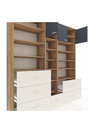 Hyperion Dolap 17 Raflı 6 Çekmeceli 3 Kapaklı 220x44x243 Çam-Antrasit/Aytaşı