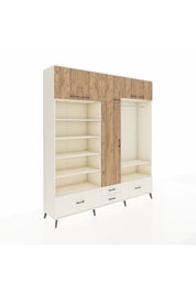 Hyperion Dolap 18 Raflı 4 Çekmeceli Tek Askılı 220x44x243 Aytaşı-Çam/Aytaşı