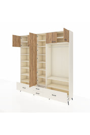 Hyperion Dolap 18 Raflı 4 Çekmeceli Tek Askılı 220x44x243 Aytaşı-Çam/Aytaşı