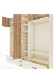 Hyperion Dolap 18 Raflı 4 Çekmeceli Tek Askılı 220x44x243 Aytaşı-Çam/Aytaşı