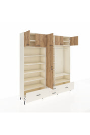 Hyperion Dolap 18 Raflı 4 Çekmeceli Tek Askılı 220x44x243 Aytaşı-Çam/Aytaşı