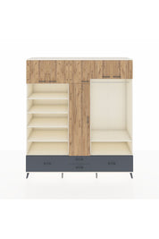 Hyperion Dolap 18 Raflı 4 Çekmeceli Tek Askılı 220x44x243 Aytaşı-Çam/Antrasit