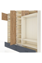 Hyperion Dolap 18 Raflı 4 Çekmeceli Tek Askılı 220x44x243 Aytaşı-Çam/Antrasit