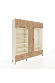 Hyperion Dolap 18 Raflı 4 Çekmeceli Tek Askılı 220x44x243 Aytaşı-Çam/Çam