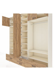 Hyperion Dolap 18 Raflı 4 Çekmeceli Tek Askılı 220x44x243 Aytaşı-Çam/Çam