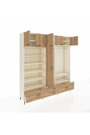 Hyperion Dolap 18 Raflı 4 Çekmeceli Tek Askılı 220x44x243 Aytaşı-Çam/Çam