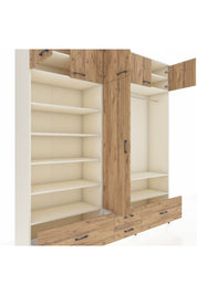 Hyperion Dolap 18 Raflı 4 Çekmeceli Tek Askılı 220x44x243 Aytaşı-Çam/Çam