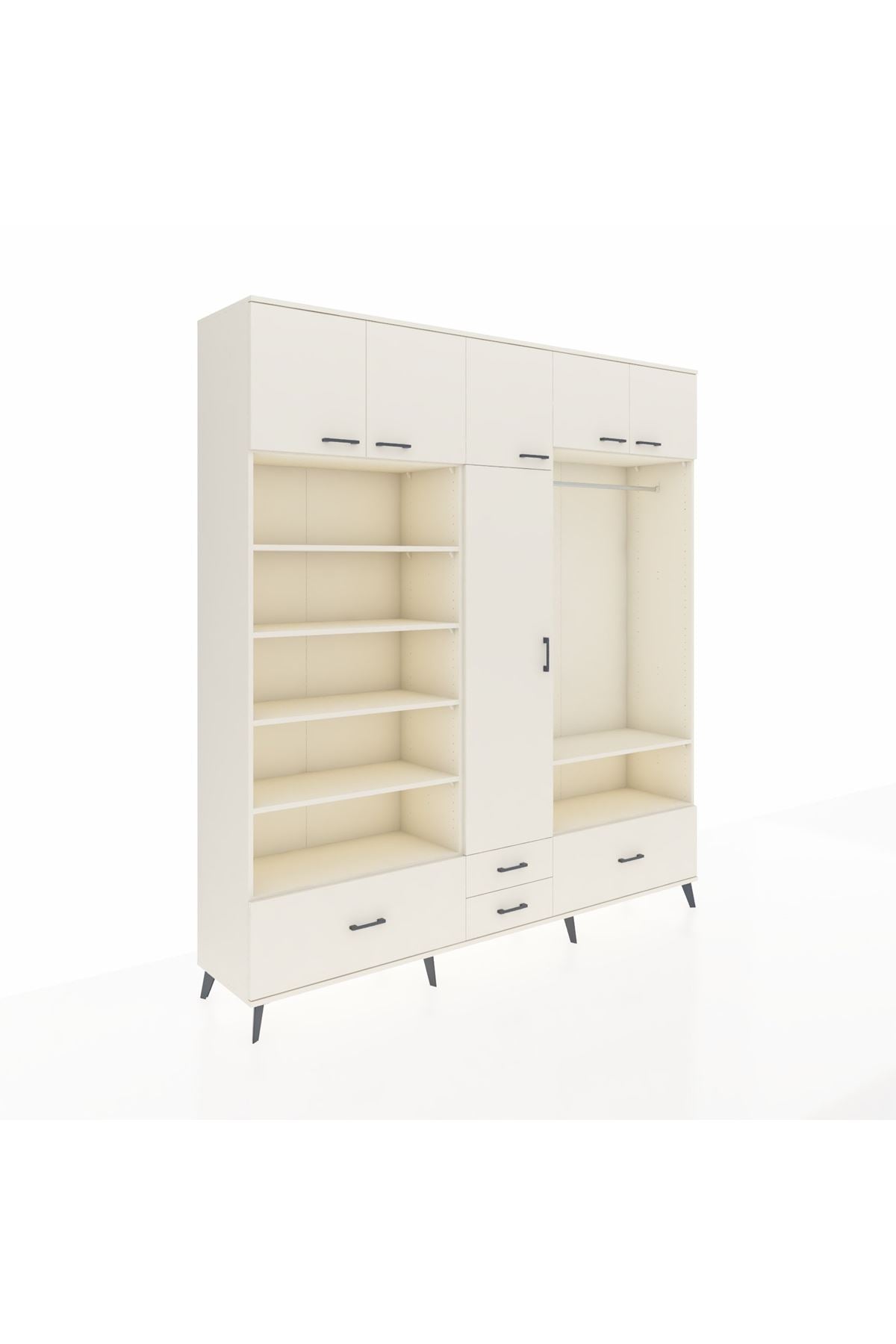 Hyperion Dolap 18 Raflı 4 Çekmeceli Tek Askılı 220x44x243 Aytaşı-Aytaşı/Aytaşı