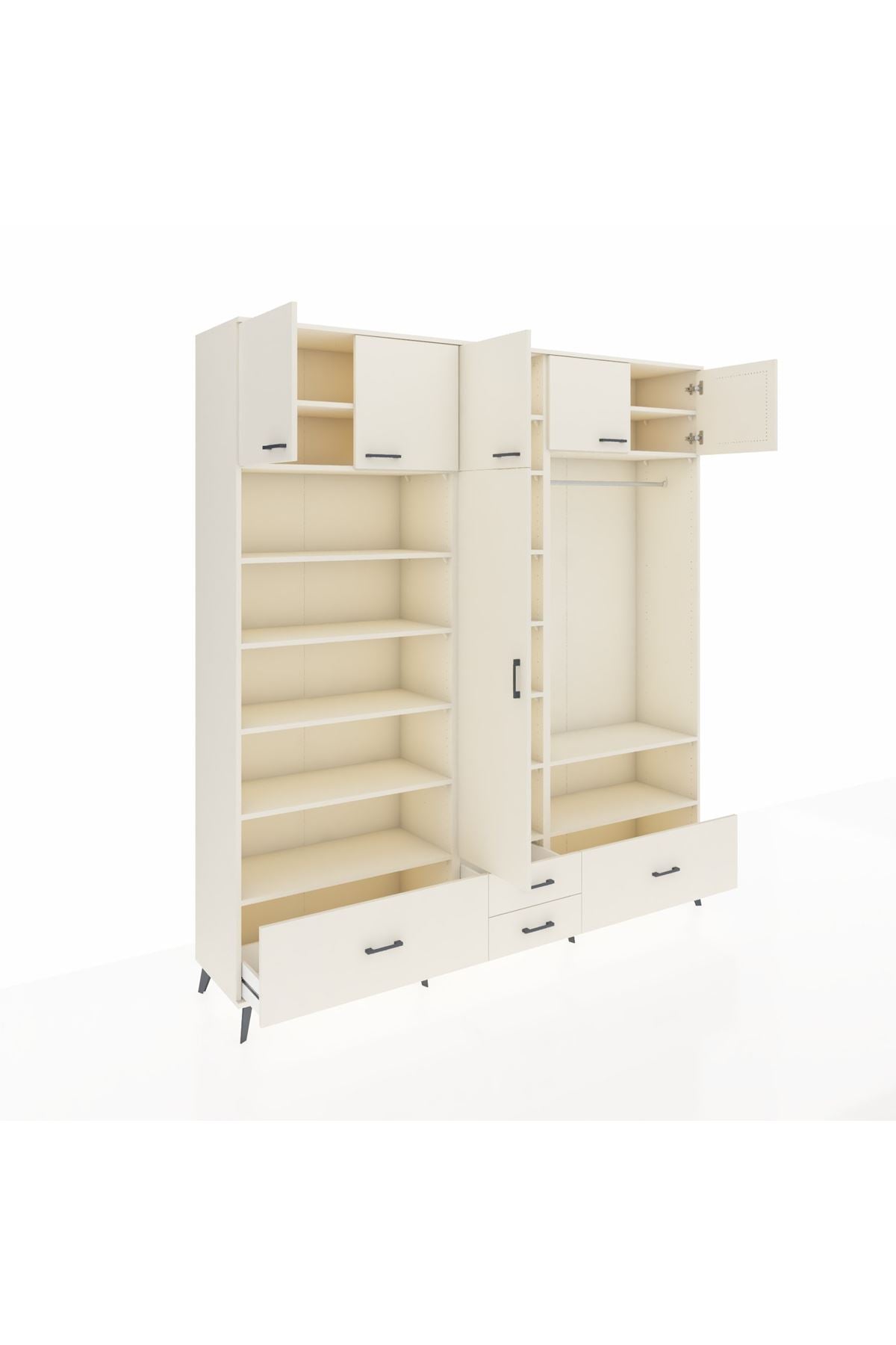 Hyperion Dolap 18 Raflı 4 Çekmeceli Tek Askılı 220x44x243 Aytaşı-Aytaşı/Aytaşı