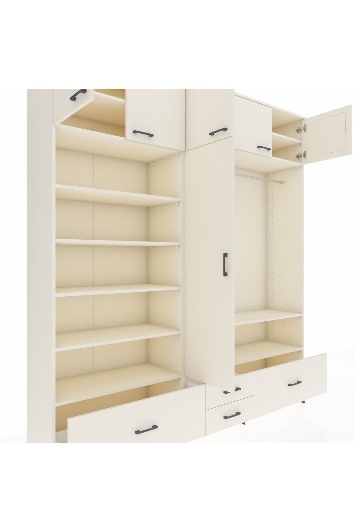 Hyperion Dolap 18 Raflı 4 Çekmeceli Tek Askılı 220x44x243 Aytaşı-Aytaşı/Aytaşı