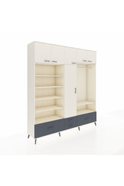 Hyperion Dolap 18 Raflı 4 Çekmeceli Tek Askılı 220x44x243 Aytaşı-Aytaşı/Antrasit