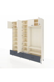 Hyperion Dolap 18 Raflı 4 Çekmeceli Tek Askılı 220x44x243 Aytaşı-Aytaşı/Antrasit