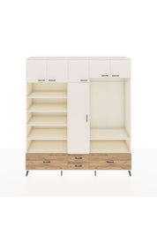 Hyperion Dolap 18 Raflı 4 Çekmeceli Tek Askılı 220x44x243 Aytaşı-Aytaşı/Çam