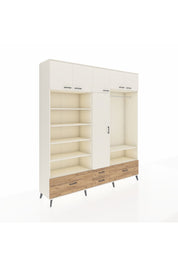 Hyperion Dolap 18 Raflı 4 Çekmeceli Tek Askılı 220x44x243 Aytaşı-Aytaşı/Çam