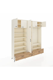 Hyperion Dolap 18 Raflı 4 Çekmeceli Tek Askılı 220x44x243 Aytaşı-Aytaşı/Çam