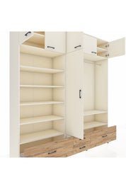 Hyperion Dolap 18 Raflı 4 Çekmeceli Tek Askılı 220x44x243 Aytaşı-Aytaşı/Çam
