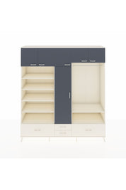 Hyperion Dolap 18 Raflı 4 Çekmeceli Tek Askılı 220x44x243 Aytaşı-Antrasit/Aytaşı