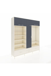 Hyperion Dolap 18 Raflı 4 Çekmeceli Tek Askılı 220x44x243 Aytaşı-Antrasit/Aytaşı