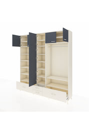 Hyperion Dolap 18 Raflı 4 Çekmeceli Tek Askılı 220x44x243 Aytaşı-Antrasit/Aytaşı