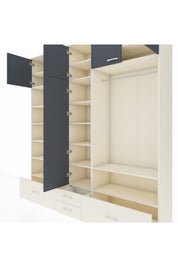 Hyperion Dolap 18 Raflı 4 Çekmeceli Tek Askılı 220x44x243 Aytaşı-Antrasit/Aytaşı