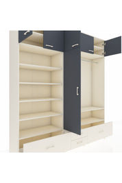 Hyperion Dolap 18 Raflı 4 Çekmeceli Tek Askılı 220x44x243 Aytaşı-Antrasit/Aytaşı