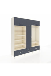 Hyperion Dolap 18 Raflı 4 Çekmeceli Tek Askılı 220x44x243 Aytaşı-Antrasit/Antrasit
