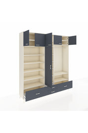 Hyperion Dolap 18 Raflı 4 Çekmeceli Tek Askılı 220x44x243 Aytaşı-Antrasit/Antrasit