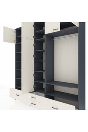 Hyperion Dolap 18 Raflı 4 Çekmeceli Tek Askılı 220x44x243 Antrasit-Aytaşı/Aytaşı