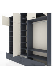 Hyperion Dolap 18 Raflı 4 Çekmeceli Tek Askılı 220x44x243 Antrasit-Aytaşı/Antrasit