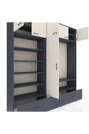 Hyperion Dolap 18 Raflı 4 Çekmeceli Tek Askılı 220x44x243 Antrasit-Aytaşı/Antrasit