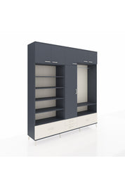 Hyperion Dolap 18 Raflı 4 Çekmeceli Tek Askılı 220x44x243 Antrasit-Antrasit/Aytaşı