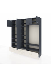 Hyperion Dolap 18 Raflı 4 Çekmeceli Tek Askılı 220x44x243 Antrasit-Antrasit/Aytaşı