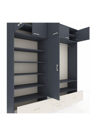 Hyperion Dolap 18 Raflı 4 Çekmeceli Tek Askılı 220x44x243 Antrasit-Antrasit/Aytaşı