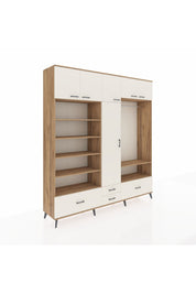 Hyperion Dolap 18 Raflı 4 Çekmeceli Tek Askılı 220x44x243 Çam-Aytaşı/Aytaşı