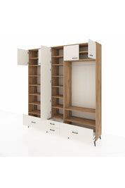 Hyperion Dolap 18 Raflı 4 Çekmeceli Tek Askılı 220x44x243 Çam-Aytaşı/Aytaşı