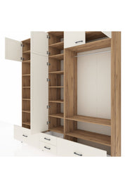 Hyperion Dolap 18 Raflı 4 Çekmeceli Tek Askılı 220x44x243 Çam-Aytaşı/Aytaşı