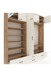 Hyperion Dolap 18 Raflı 4 Çekmeceli Tek Askılı 220x44x243 Çam-Aytaşı/Aytaşı