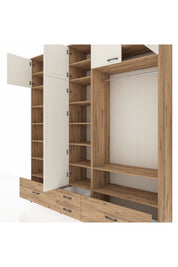 Hyperion Dolap 18 Raflı 4 Çekmeceli Tek Askılı 220x44x243 Çam-Aytaşı/Çam