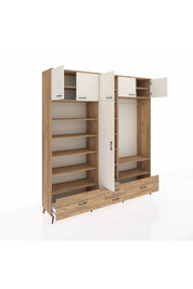 Hyperion Dolap 18 Raflı 4 Çekmeceli Tek Askılı 220x44x243 Çam-Aytaşı/Çam