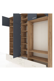 Hyperion Dolap 18 Raflı 4 Çekmeceli Tek Askılı 220x44x243 Çam-Antrasit/Aytaşı