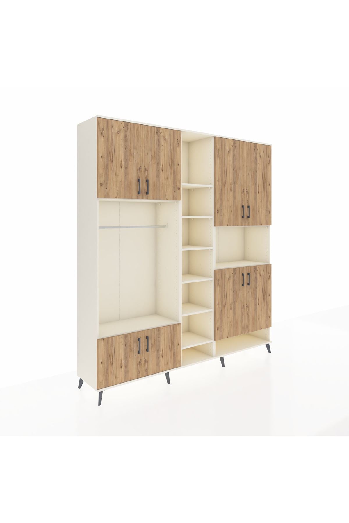 Hyperion Dolap 18 Raflı 8 Kapaklı Tek Askılı 220x44x243 Aytaşı-Çam/Aytaşı