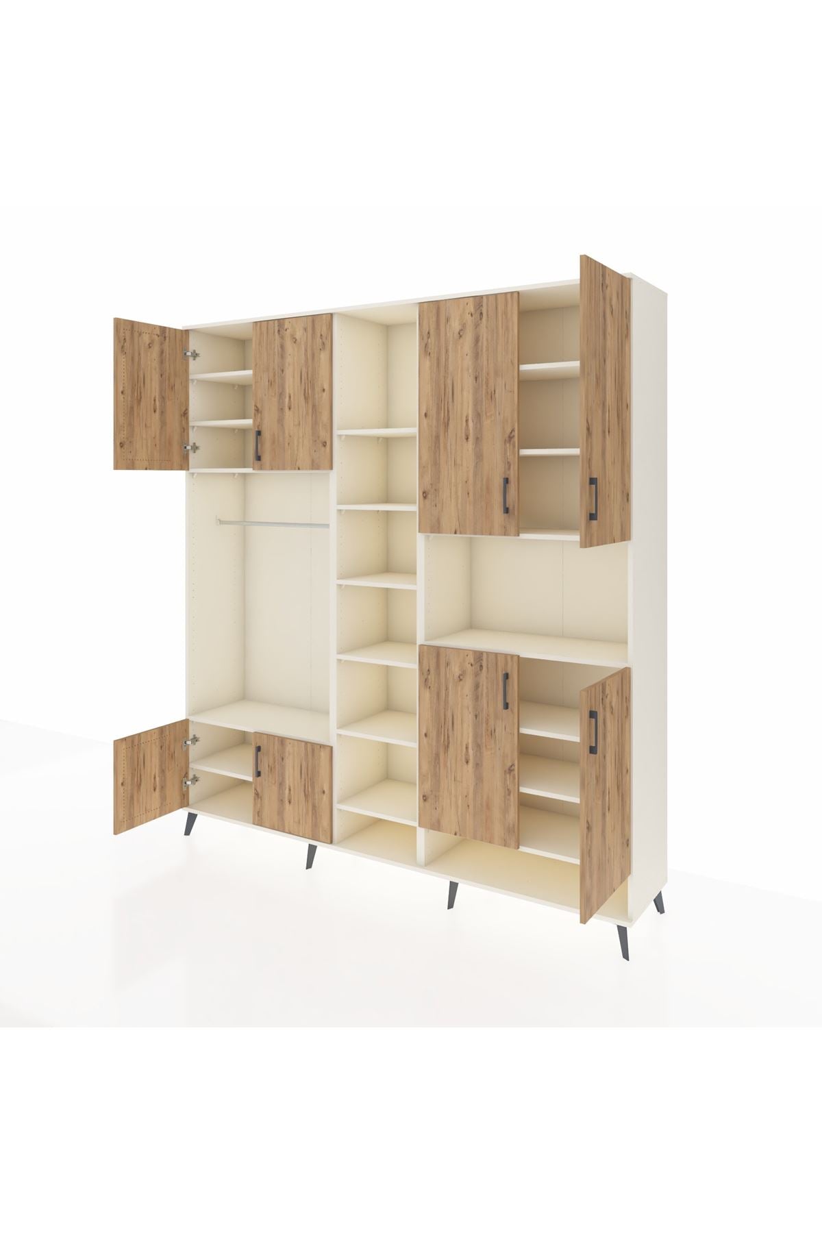 Hyperion Dolap 18 Raflı 8 Kapaklı Tek Askılı 220x44x243 Aytaşı-Çam/Aytaşı