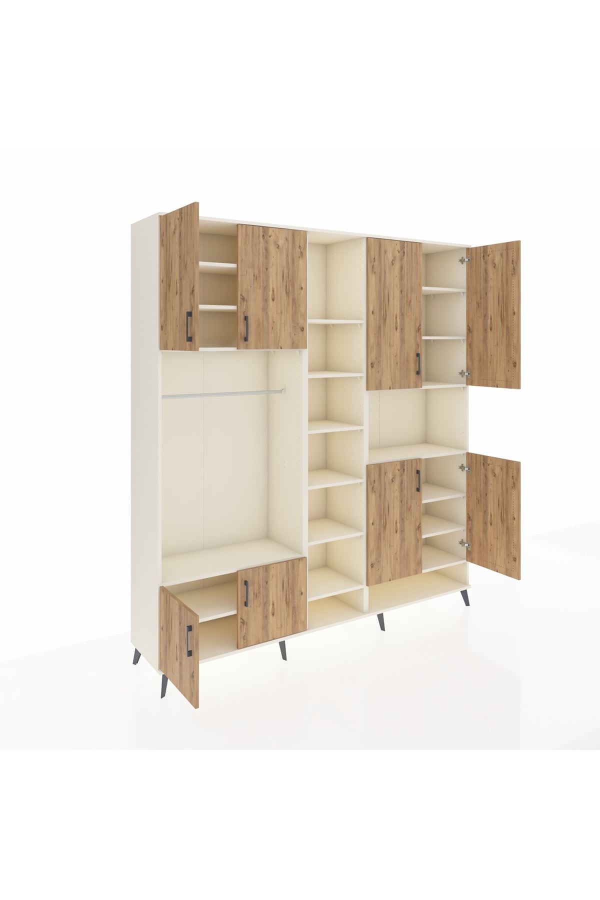 Hyperion Dolap 18 Raflı 8 Kapaklı Tek Askılı 220x44x243 Aytaşı-Çam/Aytaşı